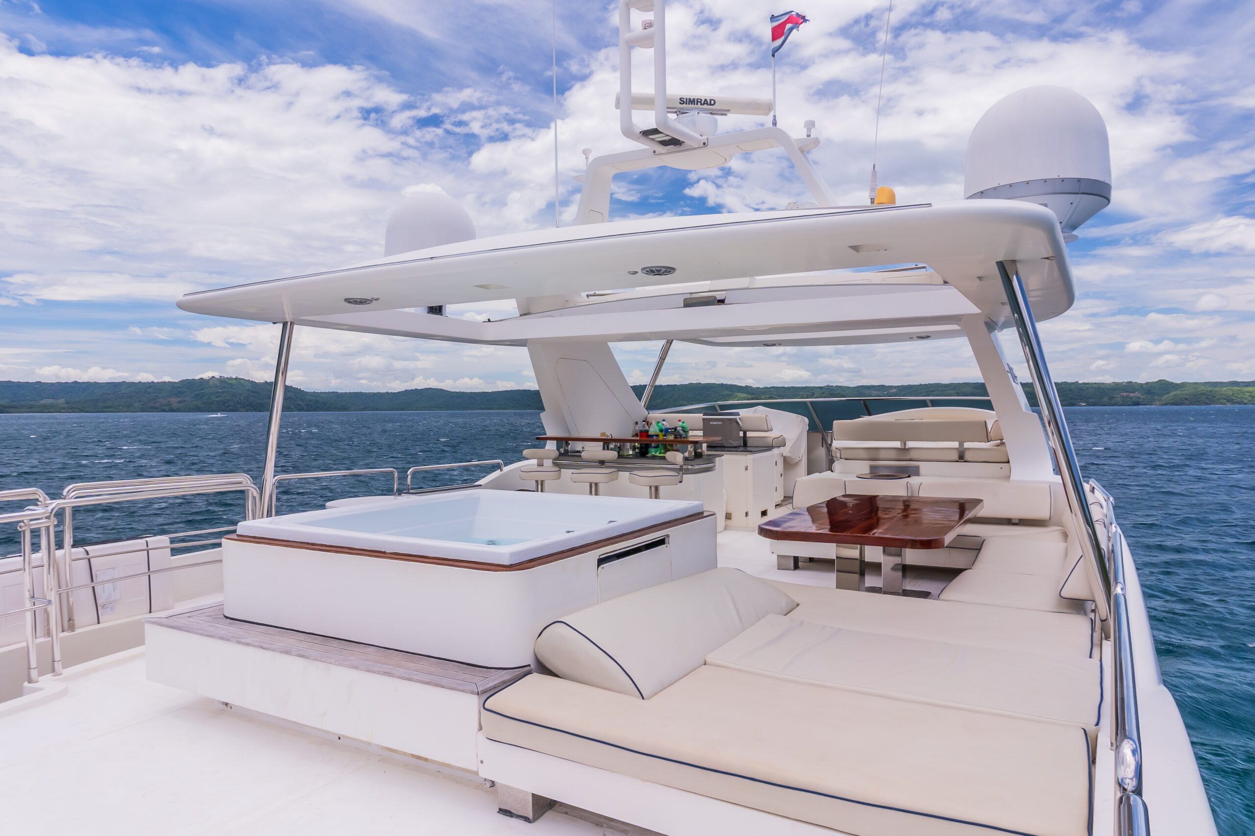 Jacuzzi on the sundeck of the Azimut 105ft mega yacht